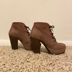 Platform Lace-Up Heeled Booties